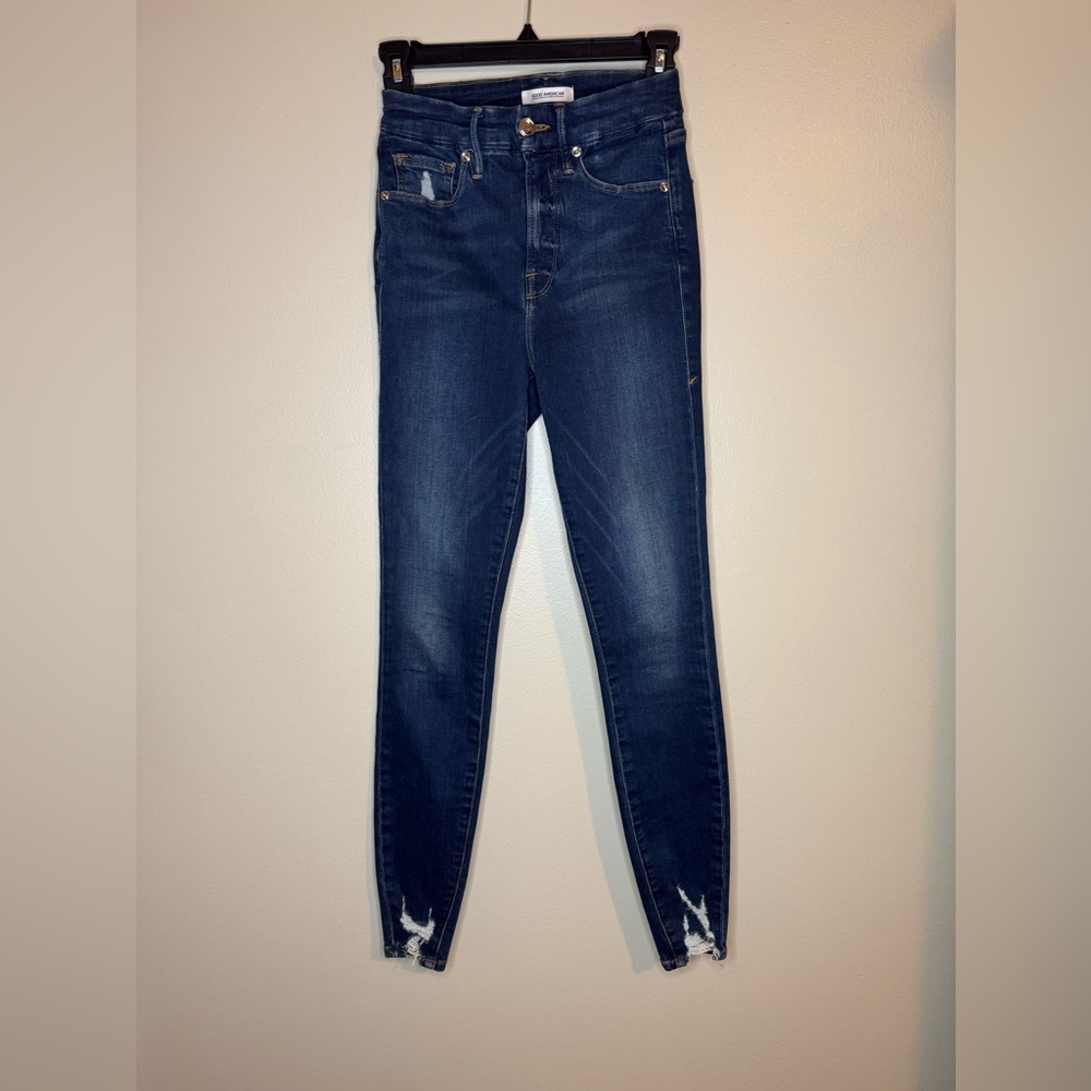 Good American Good Waist Skinny Jeans‎ Distressed Hem Women's 0/25